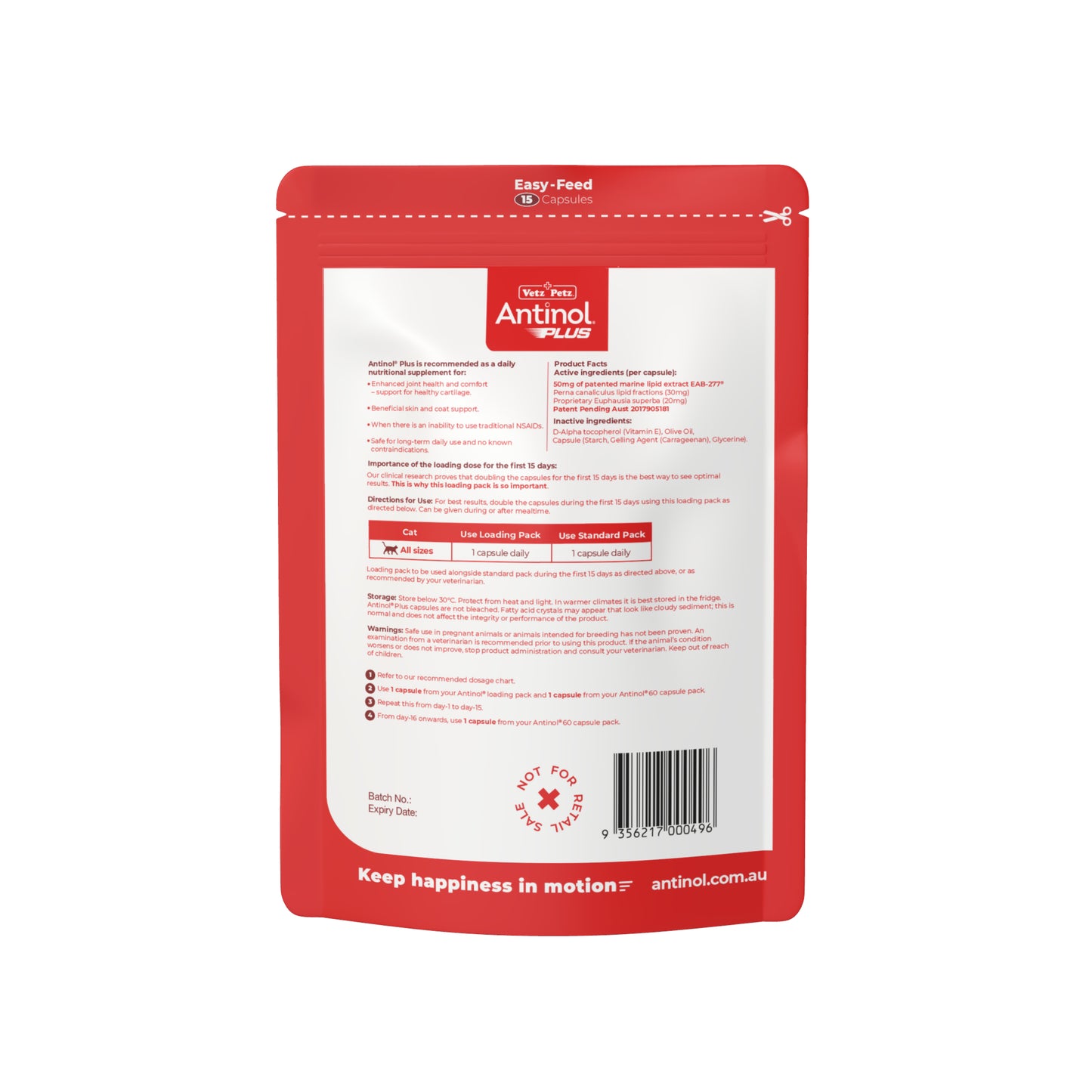 Antinol<sup>®</sup> Plus Easy-Feed Capsules - 15-Day Loading Pack